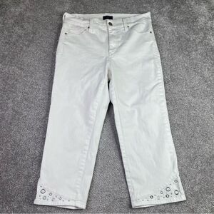NYDJ Jeans Women's 6 White Straight Crop Capri Mid-Rise Stretch Denim
